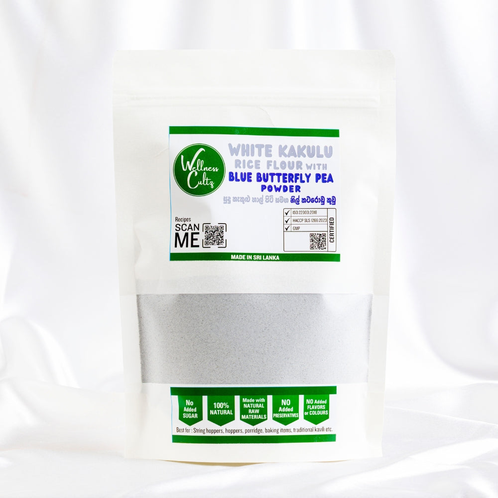 White Kakulu Rice Flour with Blue Butterfly Pea